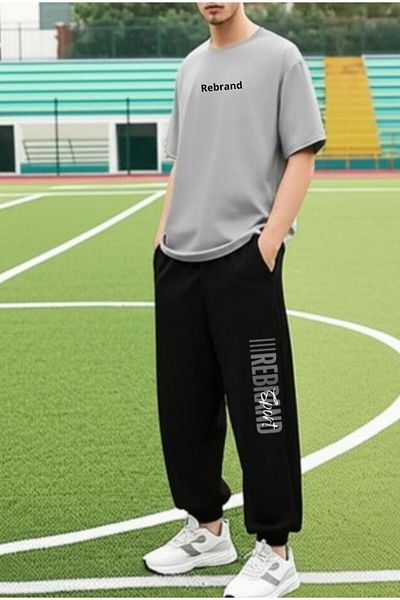 REBRAND Oversize T-Shirt Long Pants Set Sports - Printed