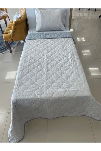 Sudemhome Grey-Beige Single Quilted Bed Cover Satin to Buy