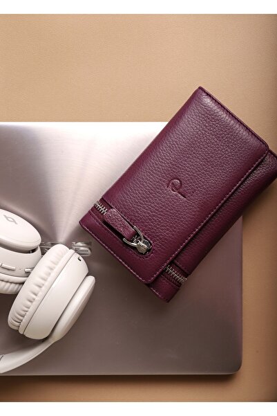 Home Hakiki Deri Kadın Cüzdan, Çok Bölmeli, Kartlıklı, Bozuk Para Bölmeli Tozluğu Ile Beraber