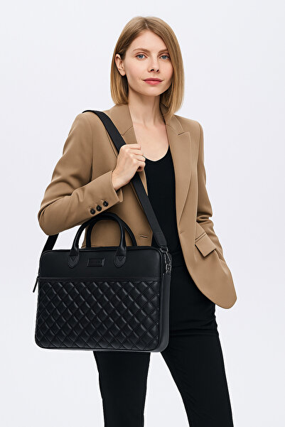 MESCHAIN Siyah Naturel Renk Macbook Air Pro 15 ve 16 İnç Laptop Evrak Çantası