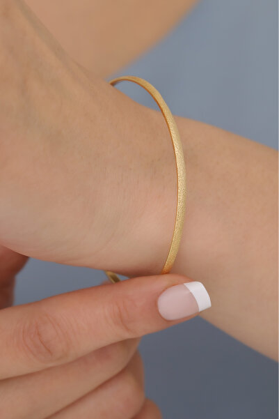 Nox Jewelry 14 Ayar Mikron Kaplama Sim Desenli Ajda Gümüş Bilezik- BV00114