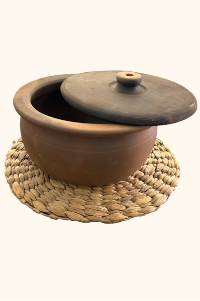 AdenArt El Yapımı Doğal Toprak Ateşe Dayanıklı Çömlek Güveç Tencere Büyük Boy 4,5-5 Litre 6-8 Kişilik