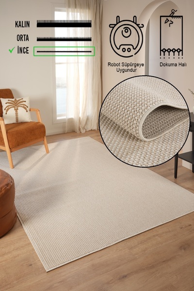 vinosahome Yumuşak Bukleli Krem Bej Halı Salon Mutfak Yolluk Antre Balkon Oturma Çocuk Yatak Odası Halısı Kilim