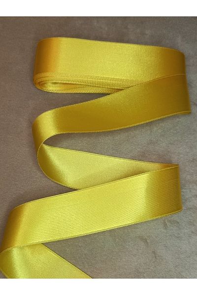 yörük tuhafiye 4 cm Yellow Satin Ribbon 10 Meters a Ball Width Wide Satin, Seten Ribbon, Kurdale 4 cm Satin Ribbon