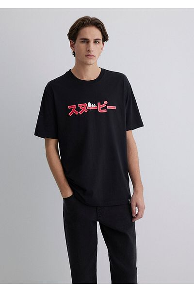 Mavi Peanuts Printed Black T-Shirt Loose Fit / Loose Relaxed Cut 0612661-900