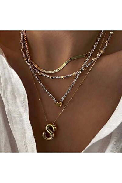 Aksesuar Çelik Balon S harf Kolye