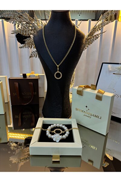 Şeyma ÖZŞAMLI Klasik Model Altn Kaplama Çelik Zincir Çeyrek Çerçeve Set ( Gül...