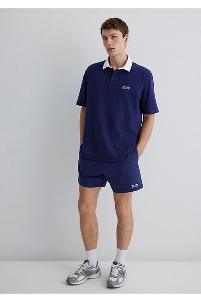Mavi Jeans Printed Navy Blue Polo T-Shirt Loose Fit / Loose Relaxed Cut 0612608-70496