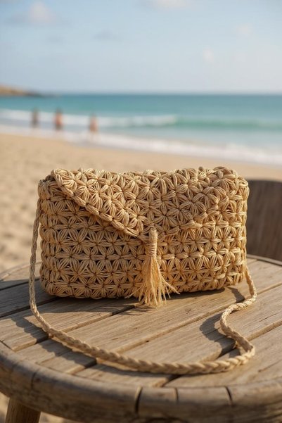 Zuviel Deco Handmade Püsküllü Hasır Çanta
