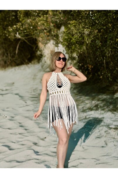 Zuviel Deco Handmade Handmade Triangle Cutout Macrame Beach Dress