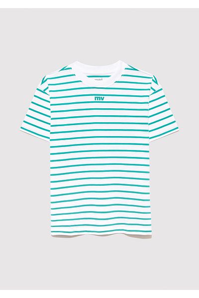 Mavi Green T-Shirt Loose Relaxed Fit / Loose Fit Mv Printed Line 6610252 -89156