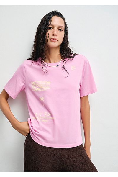 Mavi Τυπωμένο ροζ T-Shirt Regular Fit 1613174 -70972