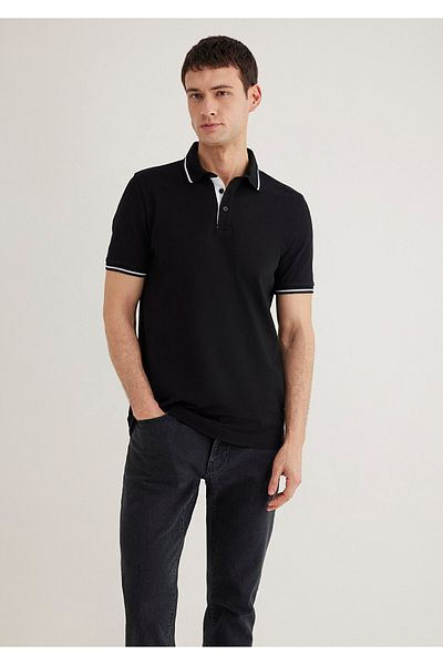 Mavi Black Polo T-Shirt with Lapel Detail Slim Fit / Slim Fit 0612619 -900