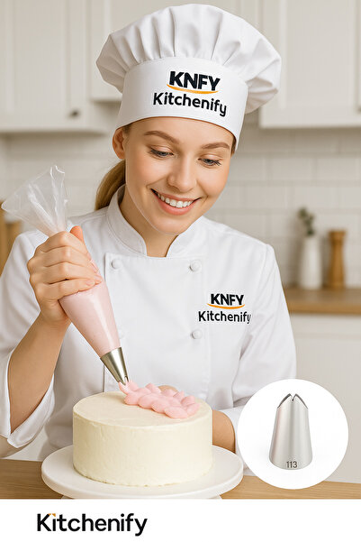 Kitchenify Krema Sıkma Torbası Ucu Yaprak Duy 113, Paslanmaz Çelik Orta Boy, Krema Duyu, Şanti Torbası Ucu,