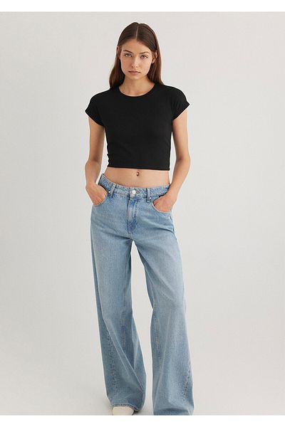 Mavi Μαύρο ριγέ Basic T-Shirt Crop / Short Cut 168382 -25745