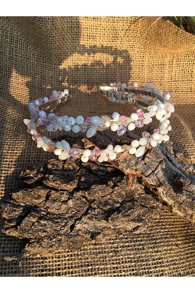 Yumak Dekor Grup Pink White Bridal Crown Maternity Crown Henna Engagement Wedding Crown Crown Hair Band