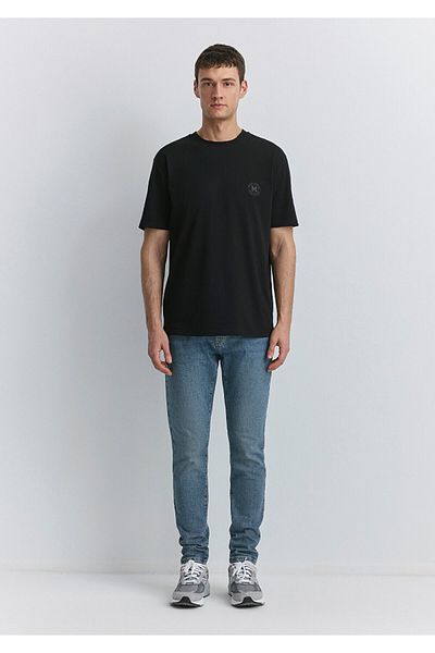 Mavi Patch Logo Printed Black T-Shirt Loose Fit / Loose Relaxed Cut 0612579 -900