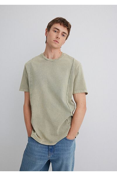 Mavi Green T-Shirt with Stitching Detail Loose Fit / Loose Relaxed Cut 0612490 -70100