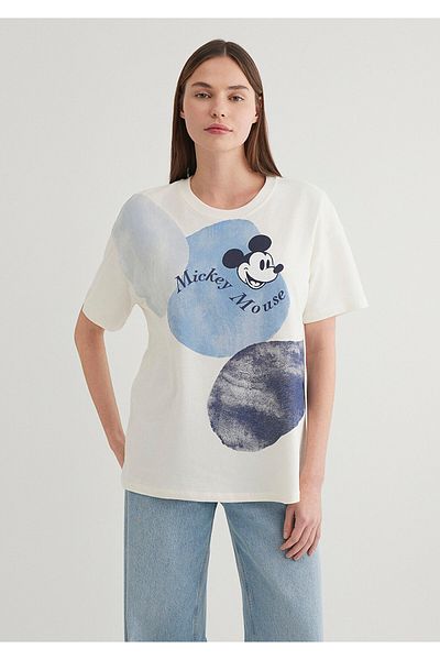 Mavi Tricou Ecru cu imprimeu Mickey Mouse, cu o formă lejeră 1612851 -80194