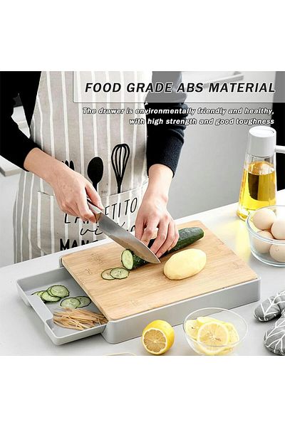 COOYA 2 In 1 Bamboo Cutting Board ,with Removable And Collapsible Tray,anti-skid And Hangable