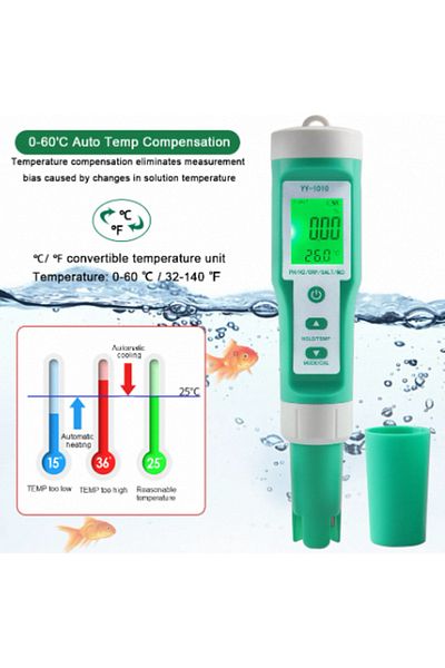 yieryi 0.1 Yy-1010 Tds Ec Ph Salinity Meter Orp H2 S.g Temp Water Quality Monitor Solution Fertilize