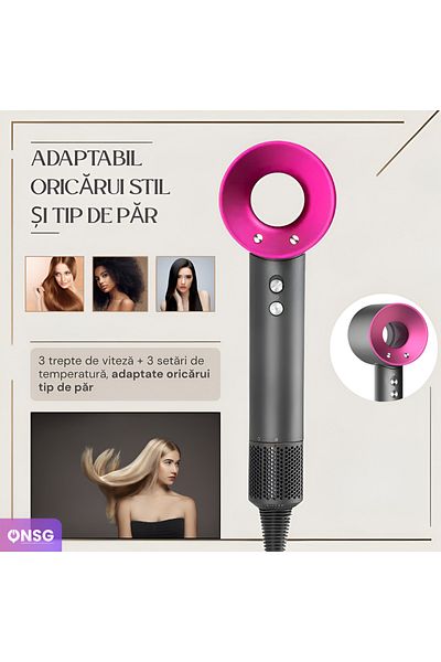 ONSG Premium Hair Dryer, Fast Drying Anti-frizz With Negative Ions, Ceramic Technology, Black With Purple