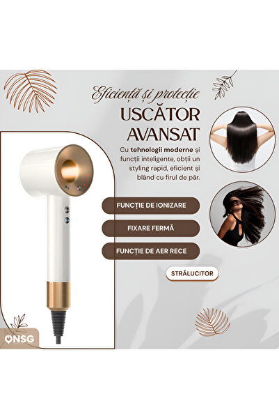 ONSG Premium Hair Dryer, Fast Drying Anti-frizz With Negative Ions, Ceramic Technology, White