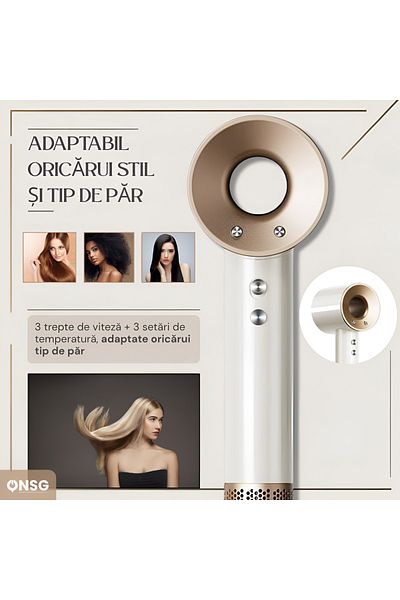 ONSG Premium Hair Dryer, Fast Drying Anti-frizz With Negative Ions, Ceramic Technology, White