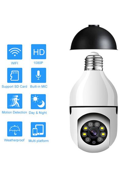 MACON Generic Bulb Lamp Camera 1080P Wifi IP PTZ IR Night Vision Home Security Auto Tracking Video Surveil