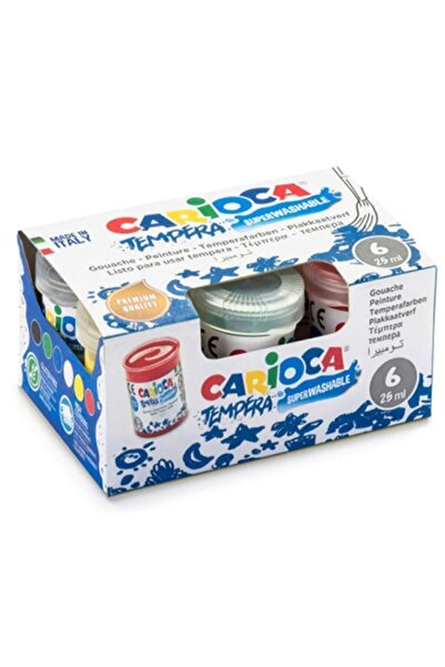 CARIOCA Süper Yıkanabilir Parmak Boyası 25 ml 6'lı (SULU BOYA OLARAKTA KULLANILABİLİR)