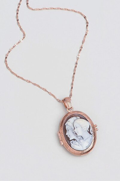 So CHIC... Cameo Italiano 18 Ayar Rose Altın Kaplama 50 Cm Gümüş Tasarım Kolye
