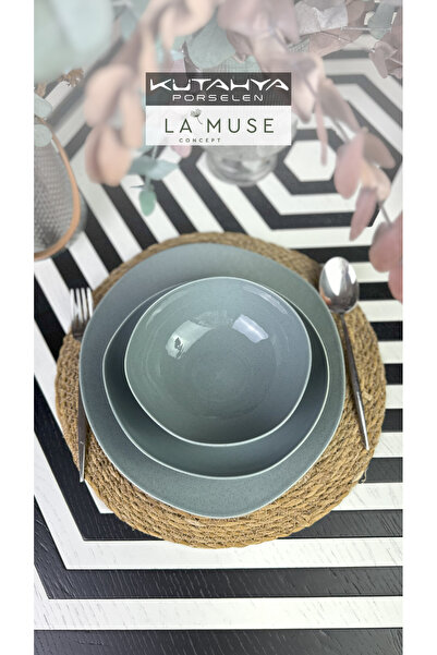 Kütahya Porselen Soho 24 Parça Pearl Mavi Yemek Takımı