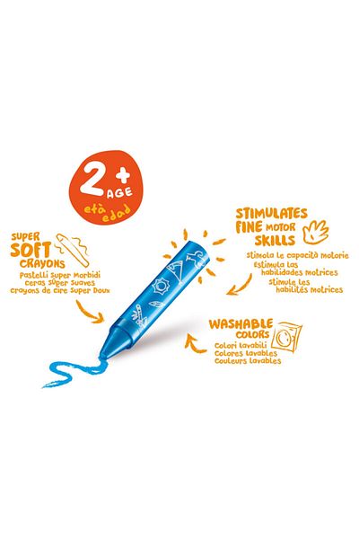 CARIOCA 2 Years+ Jumbo Baby Soft Pastel Crayons - Pack of 8