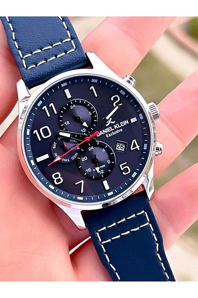 Daniel Klein Steel Cord & Leather Cord Internal Functions Active 3 Atm Men's Wrist Watch Bc13572.S4