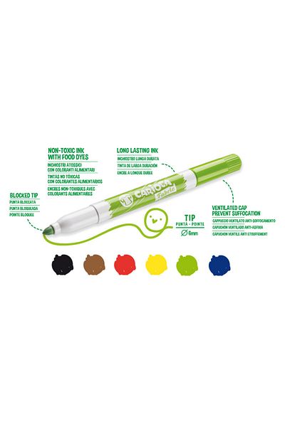 CARIOCA Fabric Textile Fabric Painting Pen Jumbo Maxi 6 Colors (40956)