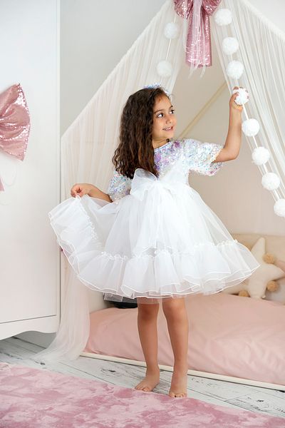DUCA KIDS Λευκό φόρεμα Dreams με λαμπερό φιόγκο