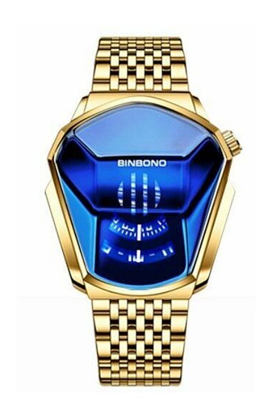 MACON Diamond Style Waterproof Quartz Wristwatch- Gold and Blue