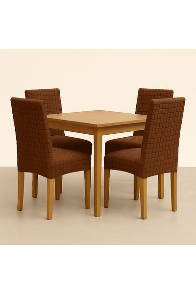 Özlü Home Κάλυμμα καρέκλας Calico Twisted, Ελαστικό εύκαμπτο κάλυμμα καρέκλας 1 τεμάχιο καφέ