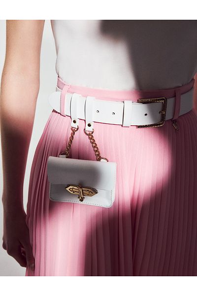 İLVİ Cle Women's Belt White Genuine Leather