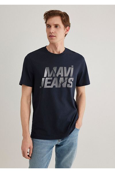 Mavi Τζιν μπλουζάκι με εμπριμέ μπλέ μπλε κανονική εφαρμογή / κανονική κοπή 0610260-70490