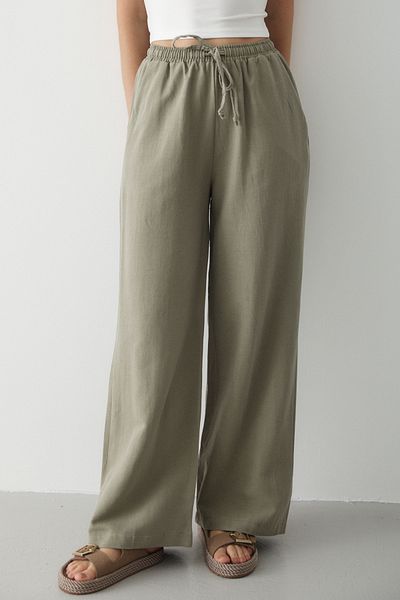 Laluvia Çağla Hose aus Baumwollleinen mit elastischem Bund – 3490