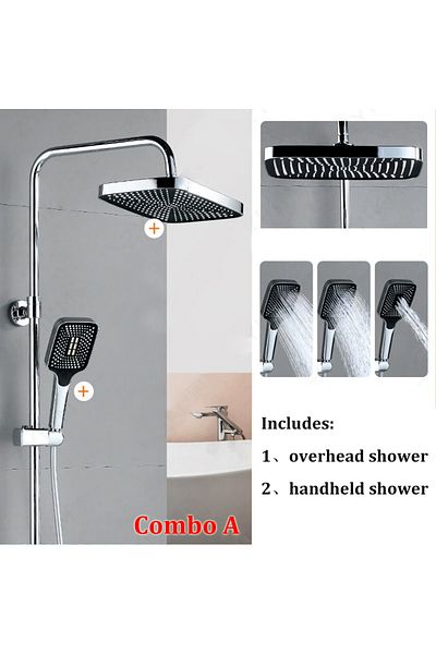 Choice Silver Combo A Shower Combo12 inch Large Panel Rain Shower Head/Handheld Shower Combination Bathroom