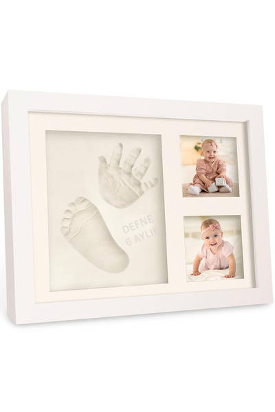 Moky Design Bebek El Ayak İzi Seti, Kil Hamur ile Kişiselleştirilen Anı Çerçeveli Hatıra Kiti, Yenidoğan Hediye