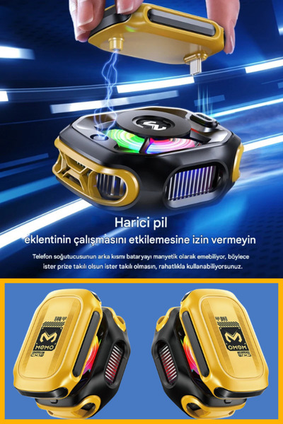 Maybax Manyetik Rgb Oyun Soğutucu, Pubg Için Powerbankli Kablosuz Radyatör Fan Telefon Soğutucu
