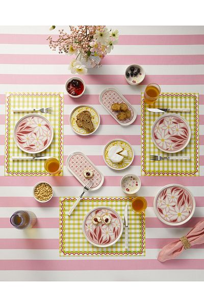 English Home Splash Ceramic Breakfast Set 10 Pieces for 4 People Red-Pink