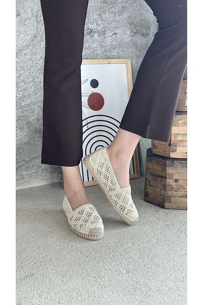 Letafia Beige Lace Detail Mayfair Espadrille