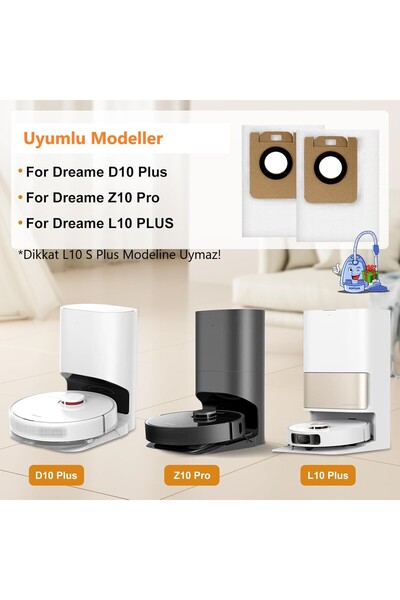 Robotcum Σακούλα σκόνης συμβατή με ρομπότ Dreame D10 Plus, D9 Plus, L10 Plus – Σετ 2 τεμαχίων, υψηλής χωρητικότητας