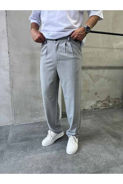 DİFRANSEL Comfortable Fit Pleated Fabric Baggy Pants