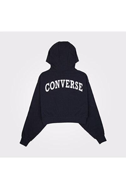 Converse Classic Kadın Fermuarlı Siyah Hoodie