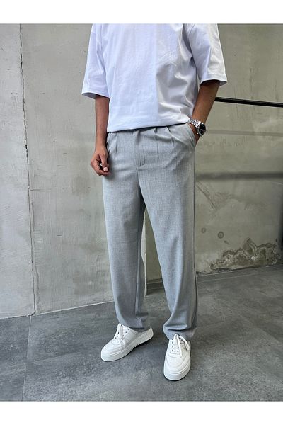 DİFRANSEL Comfortable Fit Pleated Fabric Baggy Pants
